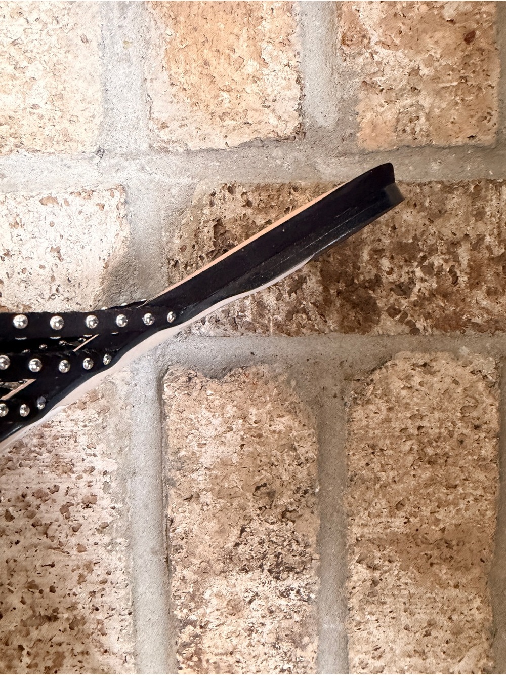 Saks Fifth Avenue Black Studded Knot-Strap Heels - Picture 6 of 6